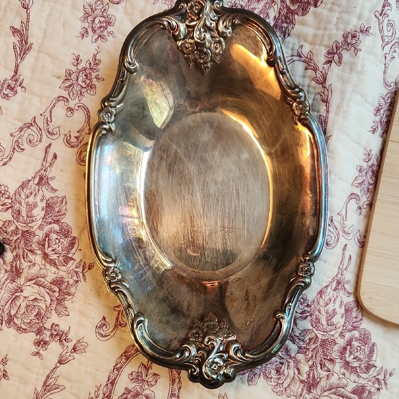 Other - Vintage Silver Plated Small Trinket Tray Candy Dish Floral